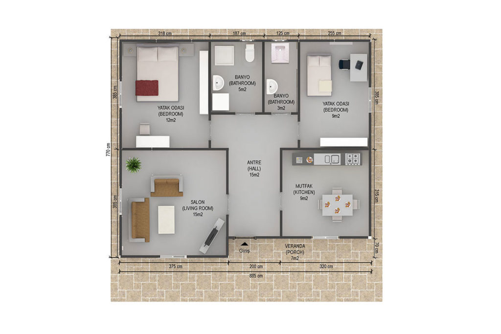 Prefabrik Hazır Ev 75 m² İshakpaşa Karmod